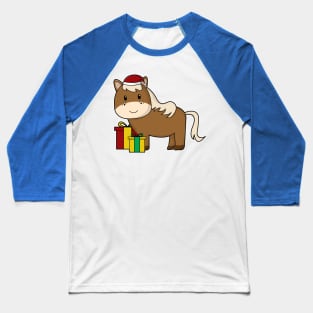 Horse with Santa hat & Gifts Baseball T-Shirt